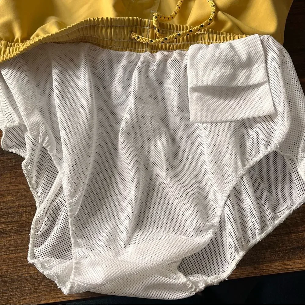 Newport Blue Golden Yellow with Blue Stripe Board Shorts Swim Trunks Size XL